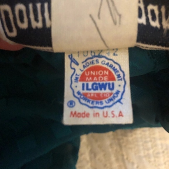 Vintage 80’s Donna Morgan for Non Stop Turquoise Geometric Print Dress Size 8 - Picture 16 of 16